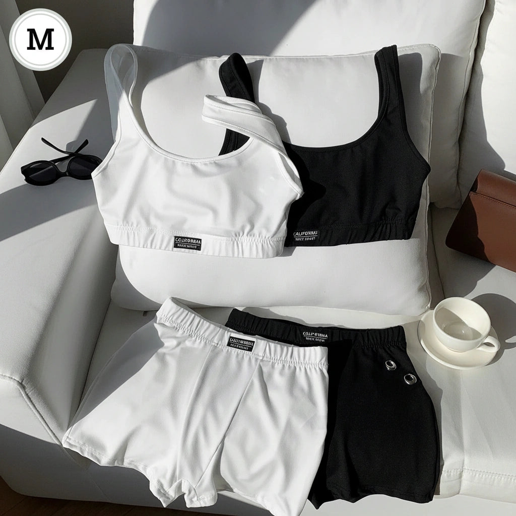 Comfortcana Women Summer  2pcs , 2 Sets white and black