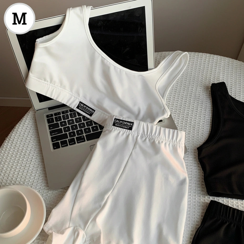 Comfortcana Women Summer  2pcs , 2 Sets white and black