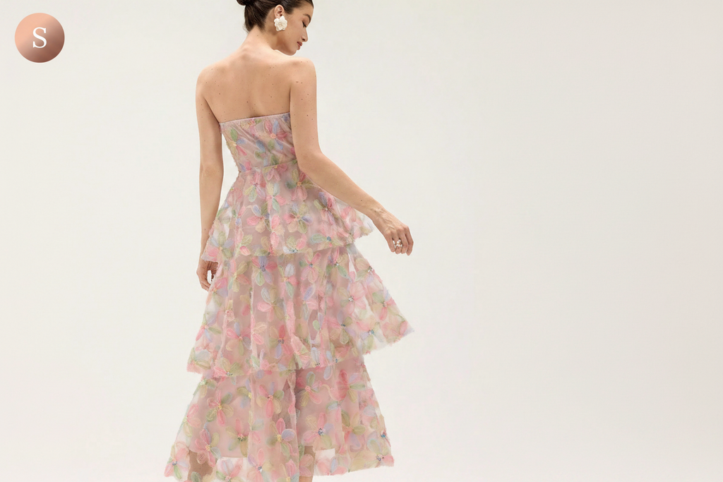 Floral tulle dress back view