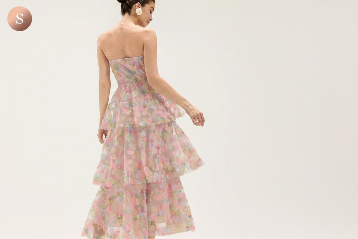 Floral tulle dress back view