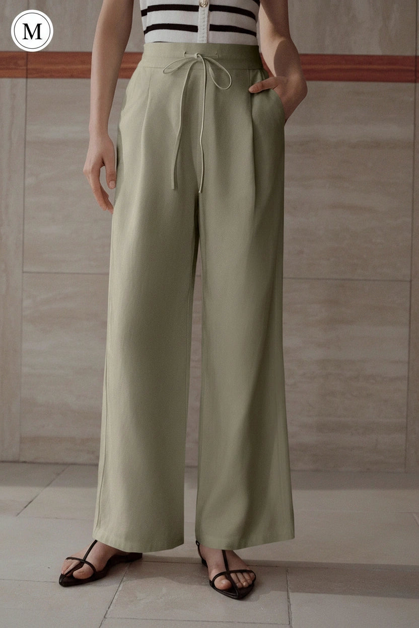 MOTF PREMIUM DRAWSTRING WAIST FOLD PLEATED PANTS