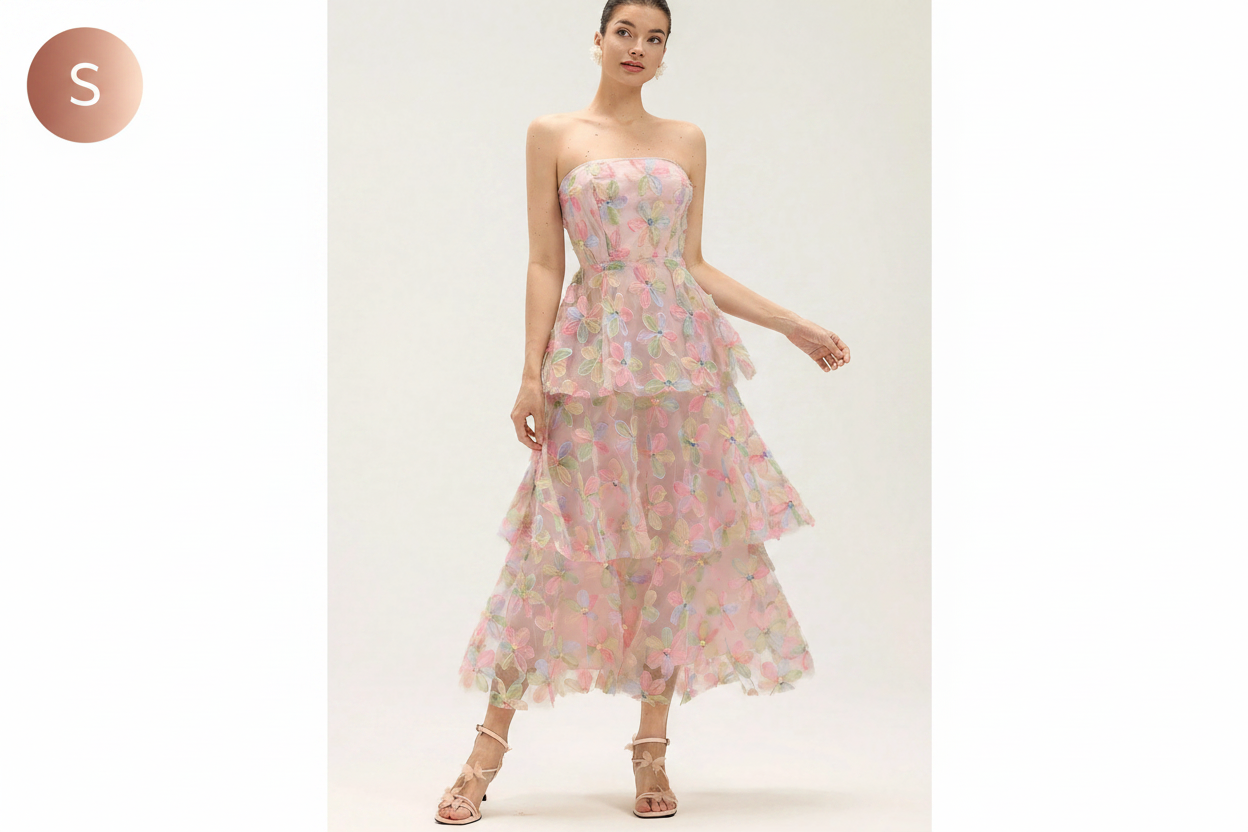 Floral tulle dress front view