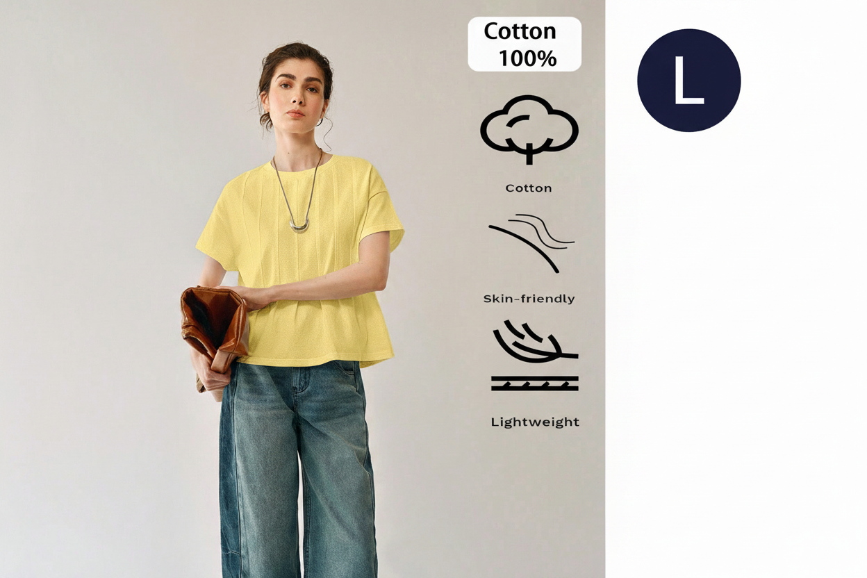 Yellow cotton top - back view with L badge