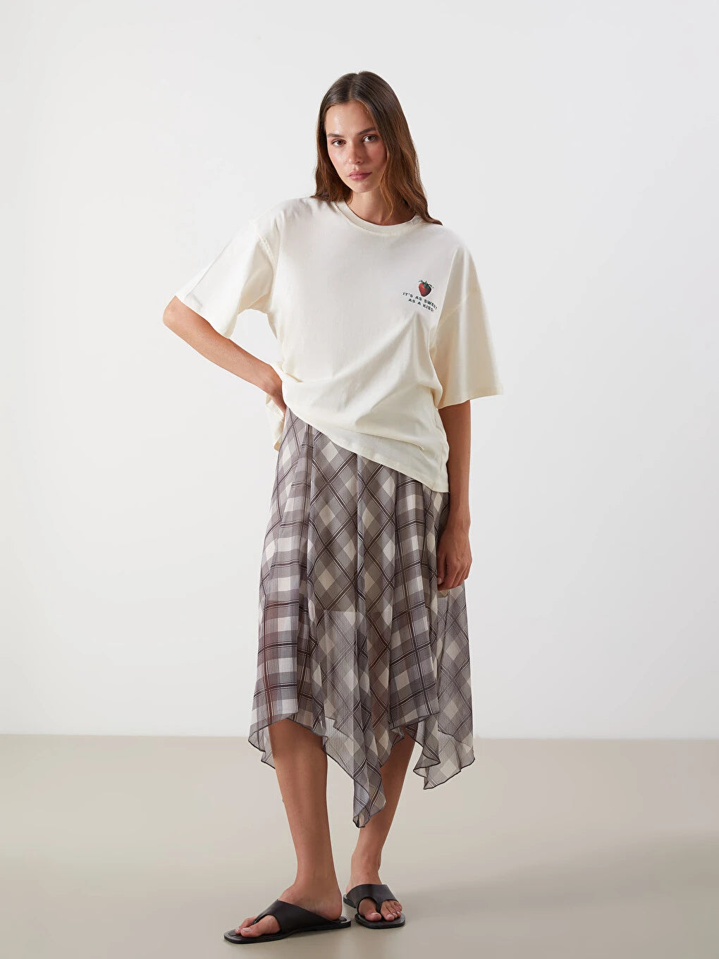 Waist Zipper Plaid A-line Skirt