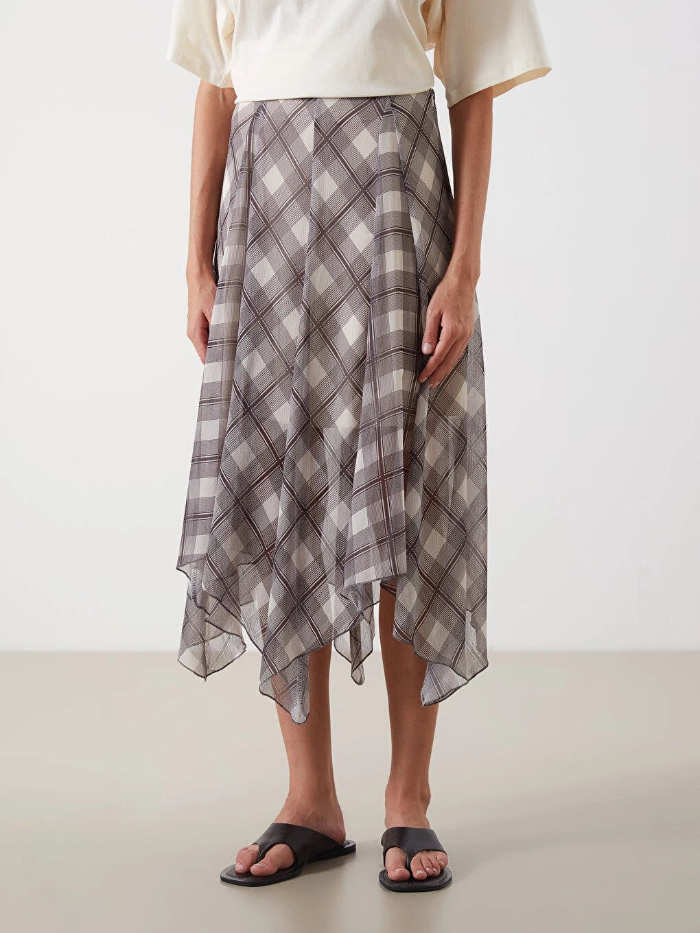 Waist Zipper Plaid A-line Skirt