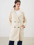 Modest Double Breasted Women's Plush Overcoat - XL