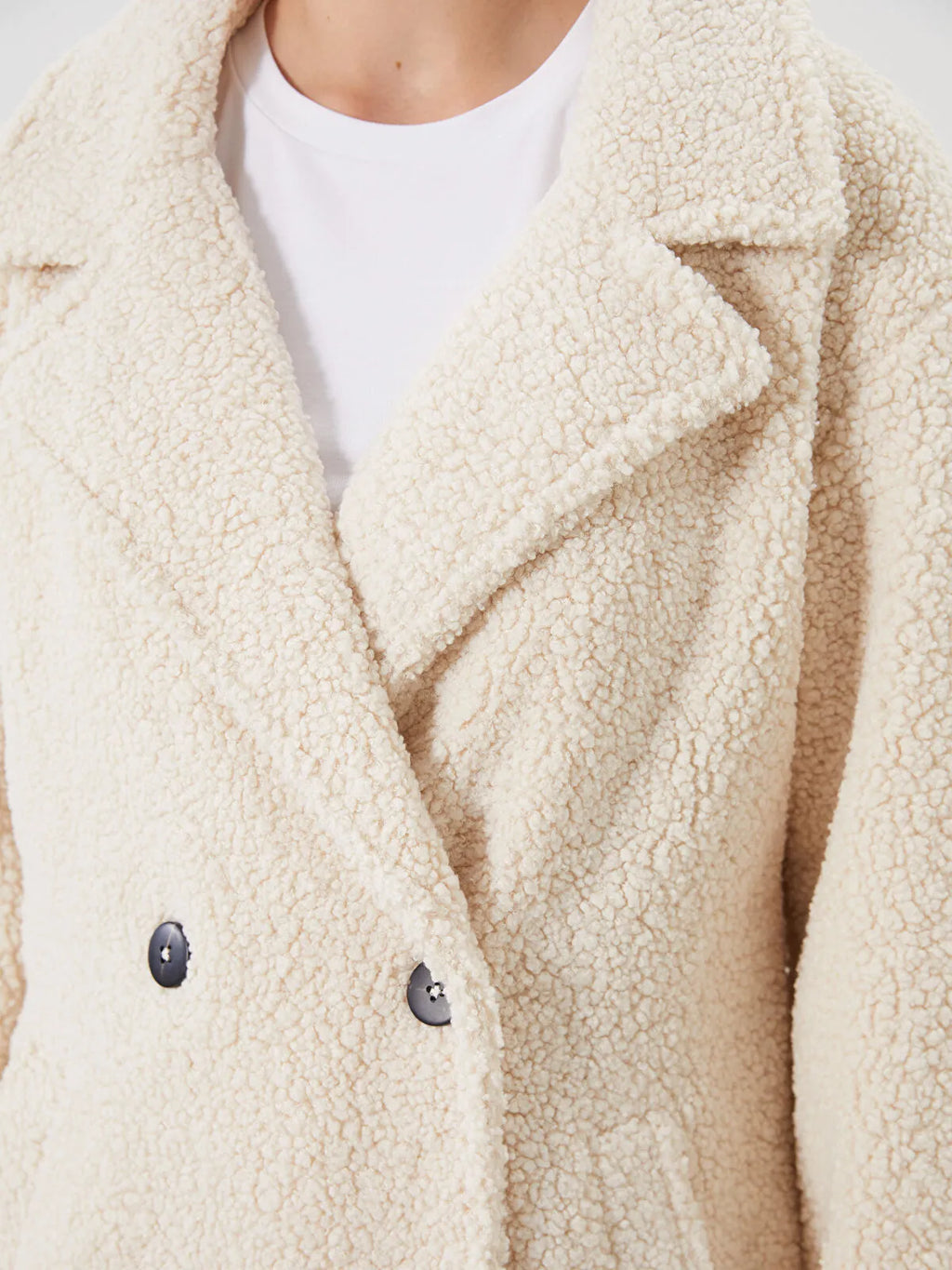 Modest Double Breasted Women's Plush Overcoat - XL