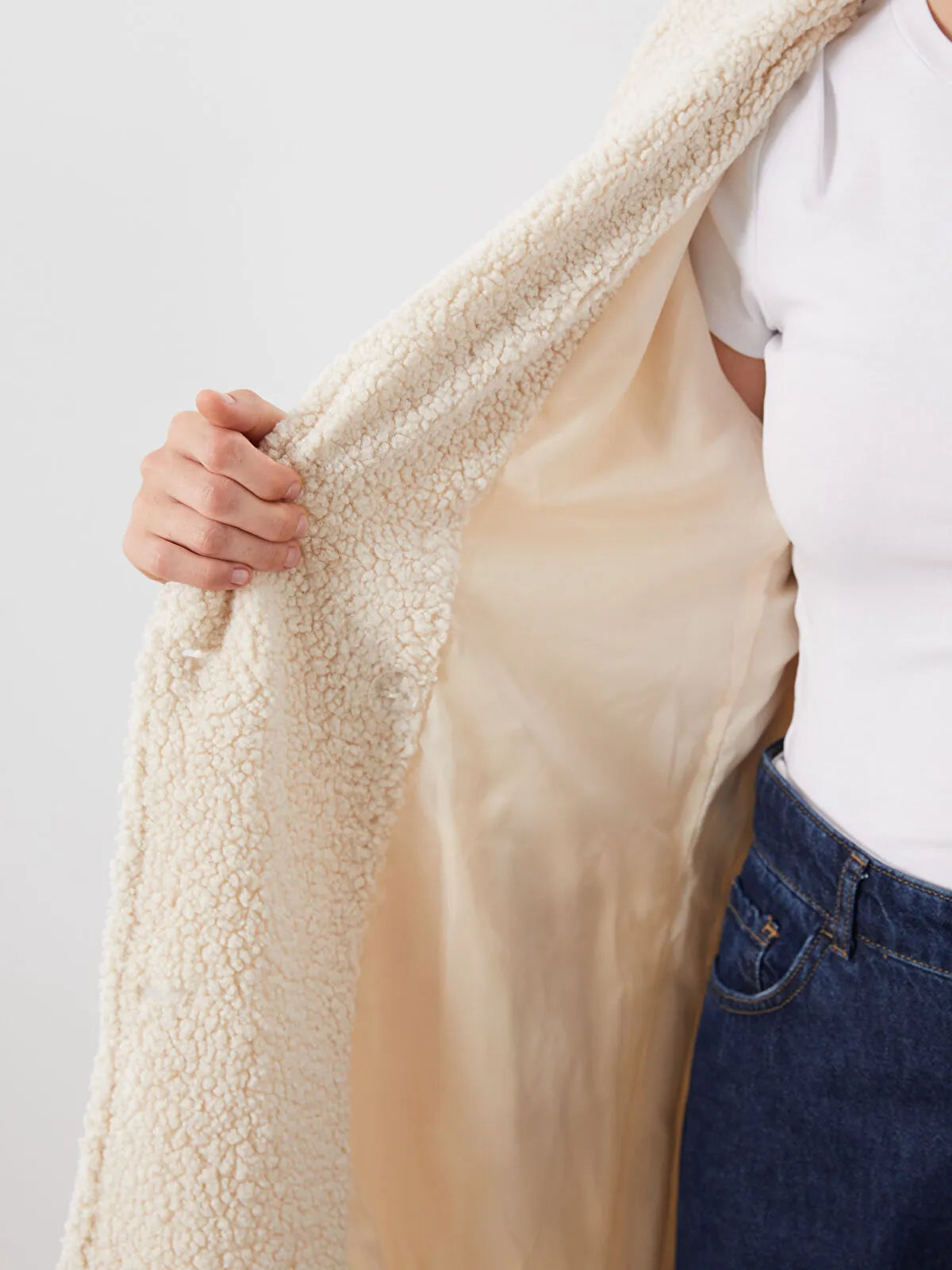 Modest Double Breasted Women's Plush Overcoat - XL