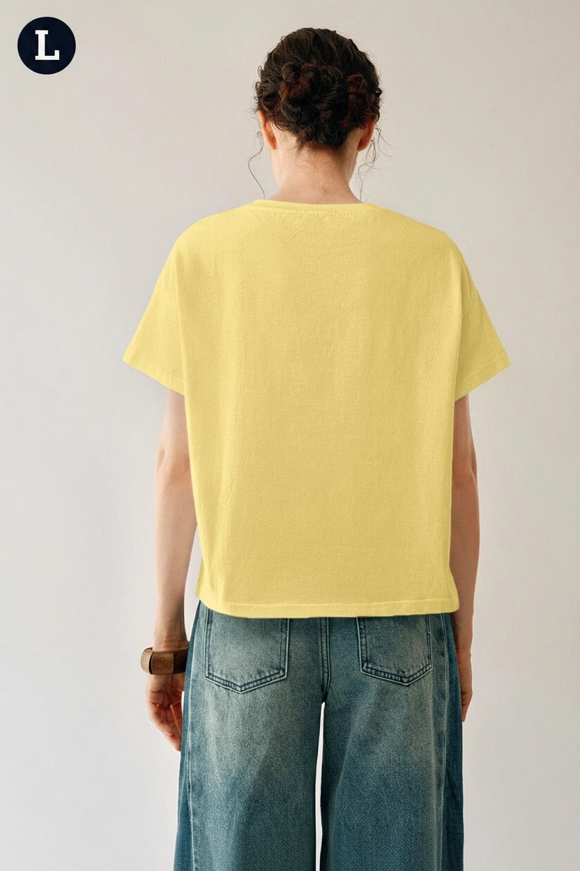 Uhlyne Uhlyne Women's Casual Solid Color Round Neck Short Sleeve Loose T-Shirt