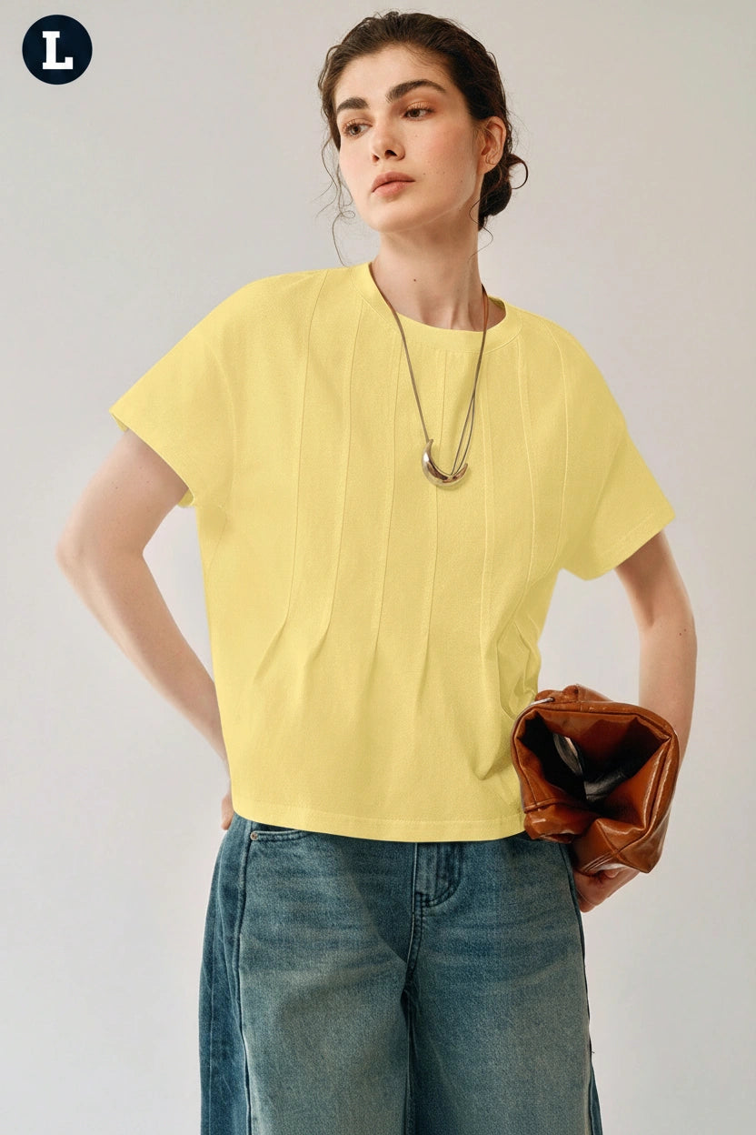 Uhlyne Uhlyne Women's Casual Solid Color Round Neck Short Sleeve Loose T-Shirt