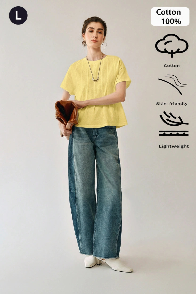 Uhlyne Uhlyne Women's Casual Solid Color Round Neck Short Sleeve Loose T-Shirt